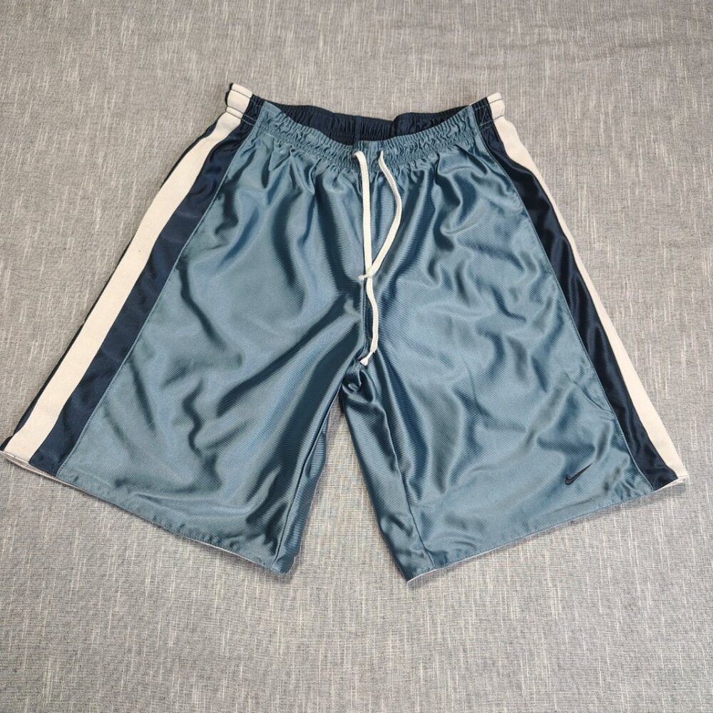 Nike Hoops Basketball‎ Shorts Blue Yellow Reversible Embroidered Swoosh